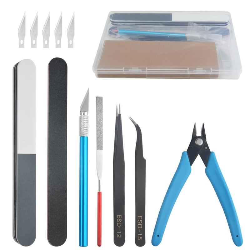 Bigstone 13 PCS Model Tools Kit Hobby Modeler Basic DIY Tools Building Tools Set for Cars, Airplanes, Buildings, Gundam Robots Plastic Models Building Repairing and Fixing - Image 1